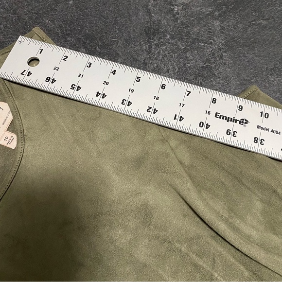 Philosophy Green Faux Leather/Suede Sleeveless  A-Line Dress Size 10 #0480 - Picture 10 of 12